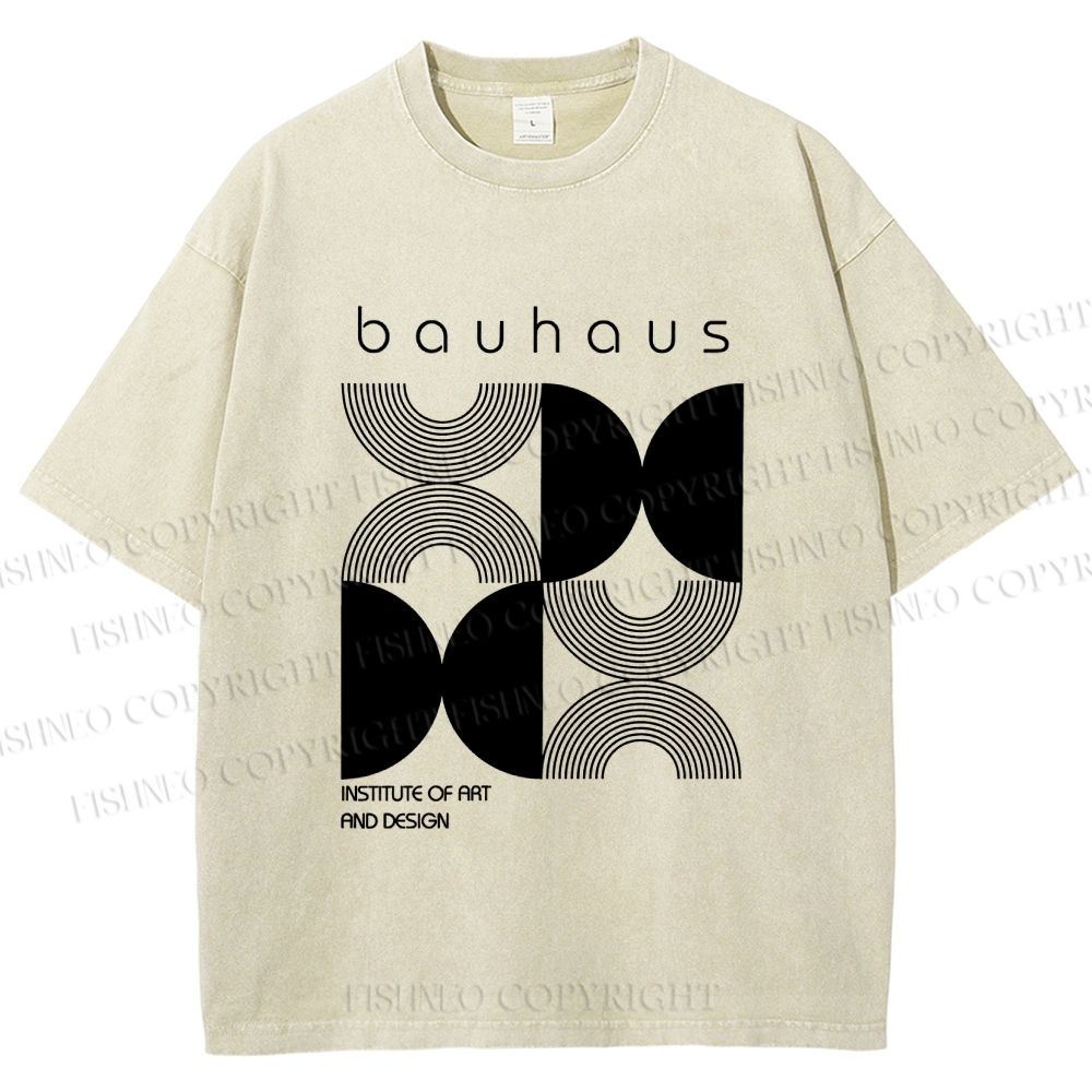 Unisex Bauhaus Design Printed Washed Tee