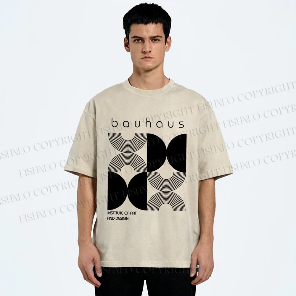 Unisex Bauhaus Design Printed Washed Tee