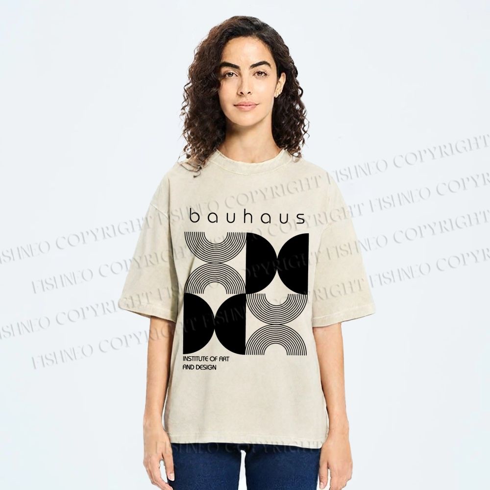 Unisex Bauhaus Design Printed Washed Tee