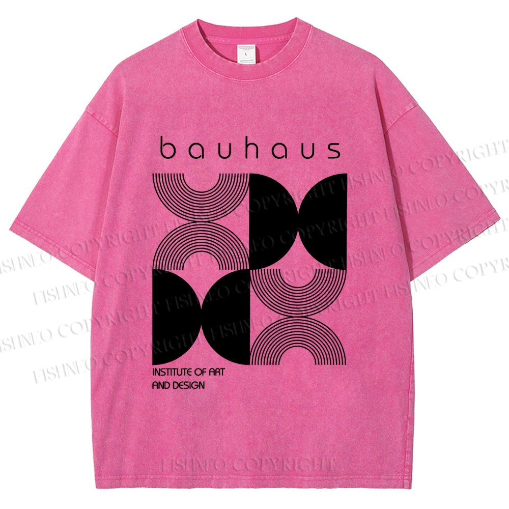 Unisex Bauhaus Design Printed Washed Tee