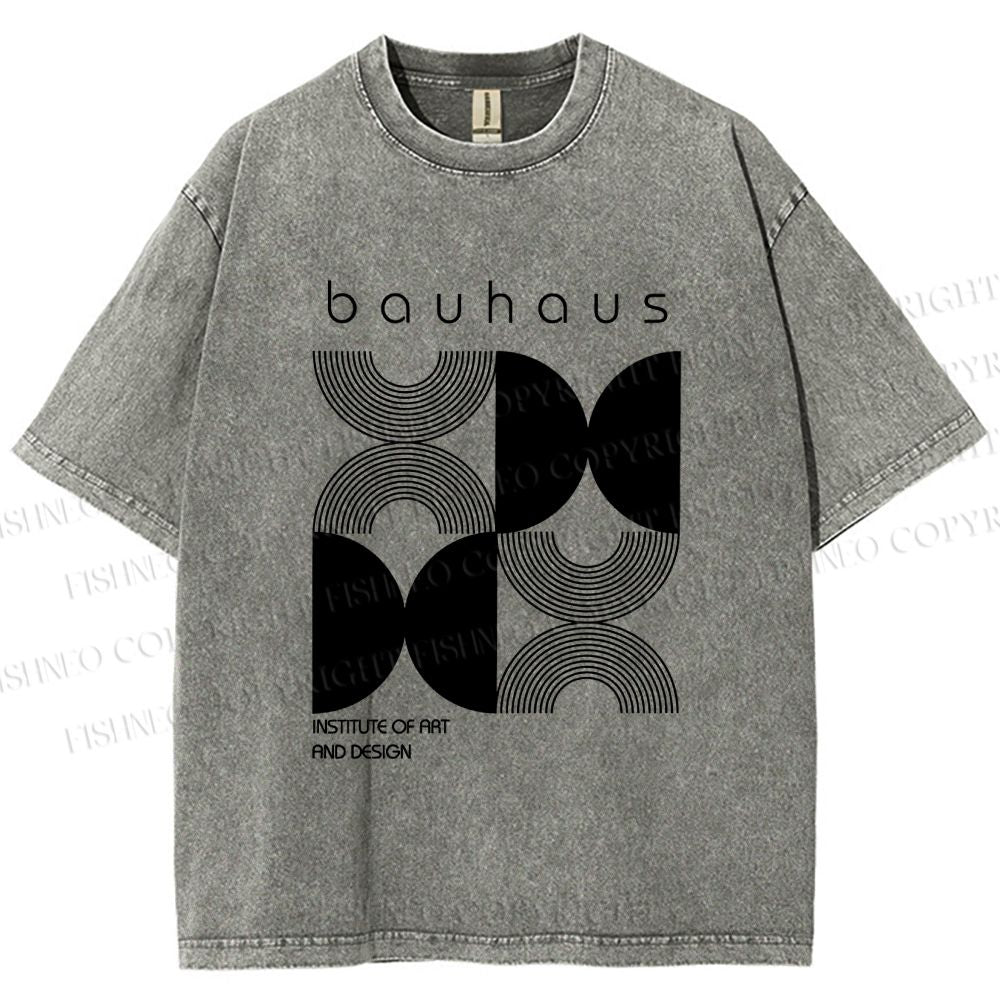 Unisex Bauhaus Design Printed Washed Tee