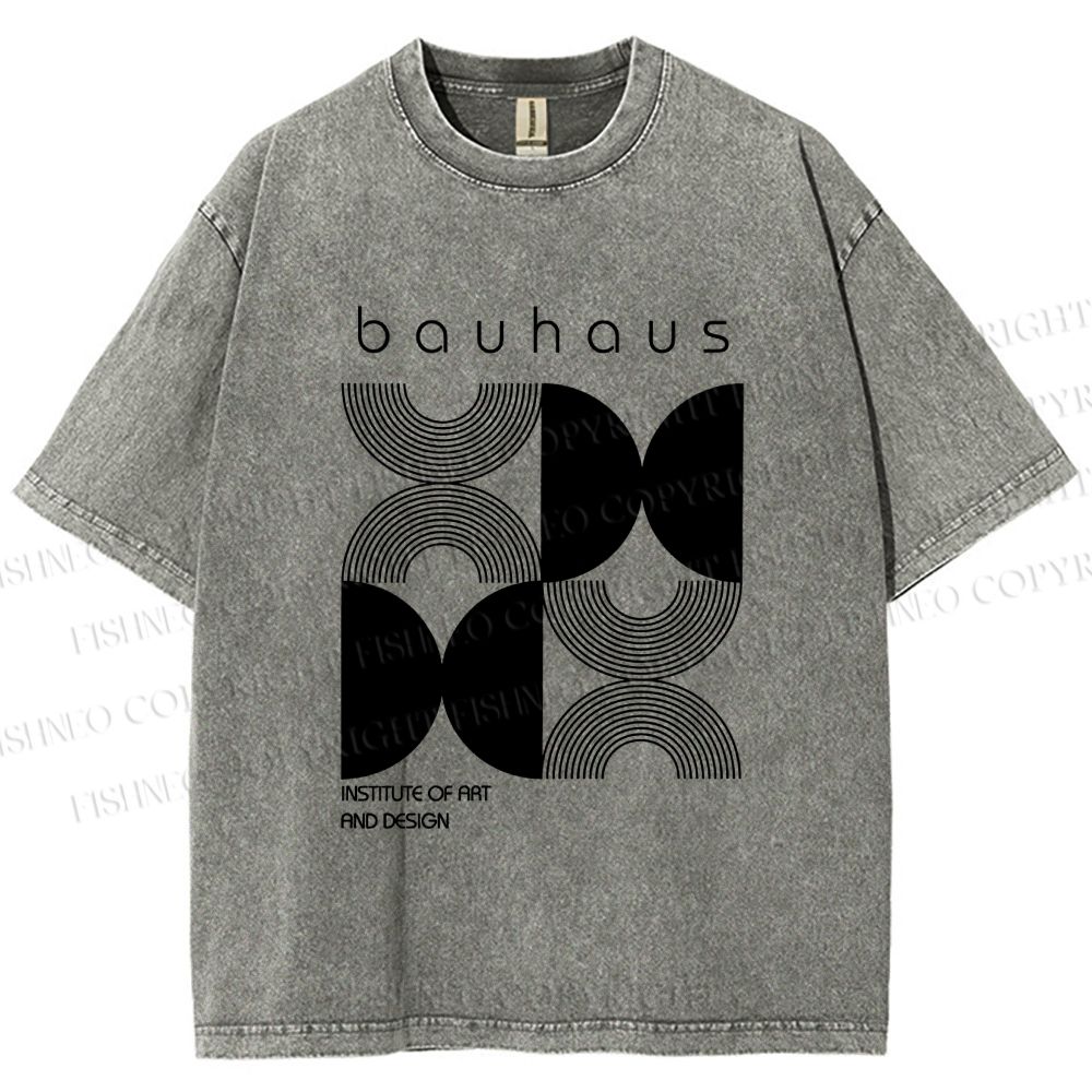 Unisex Bauhaus Design Printed Washed Tee