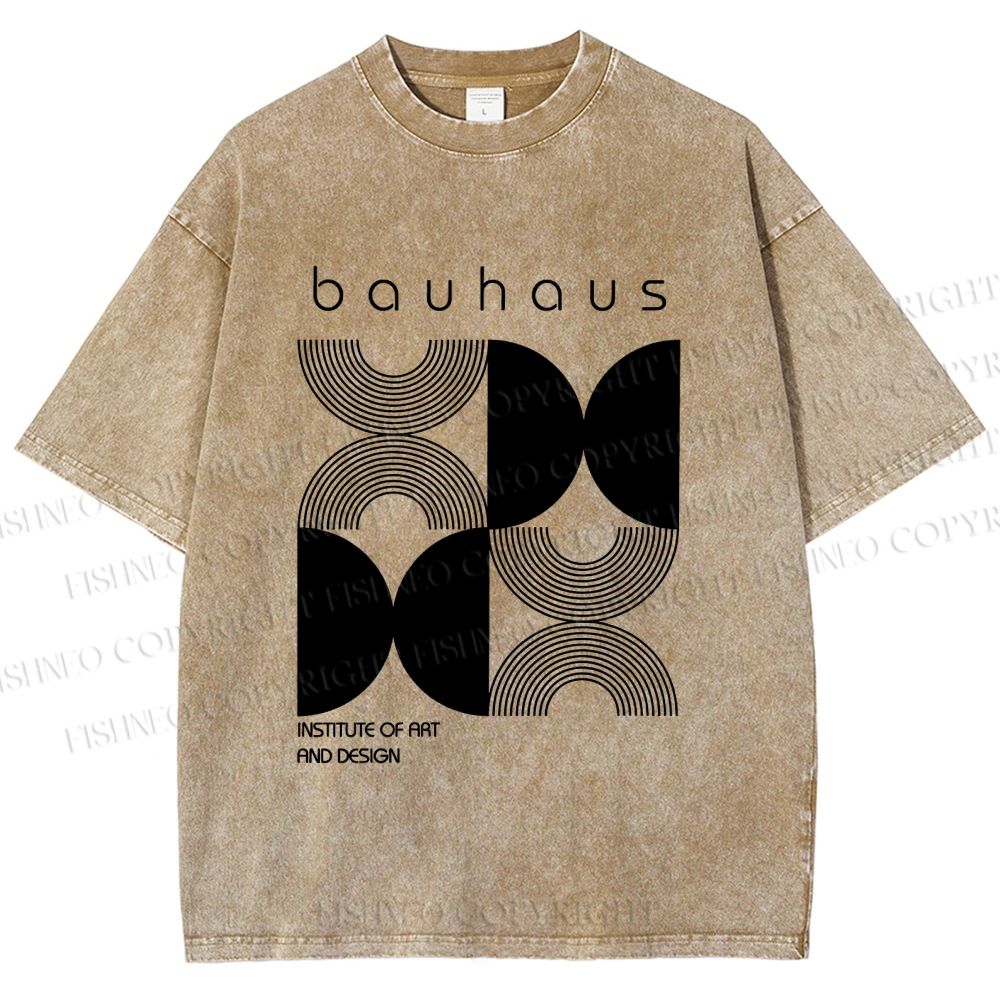 Unisex Bauhaus Design Printed Washed Tee