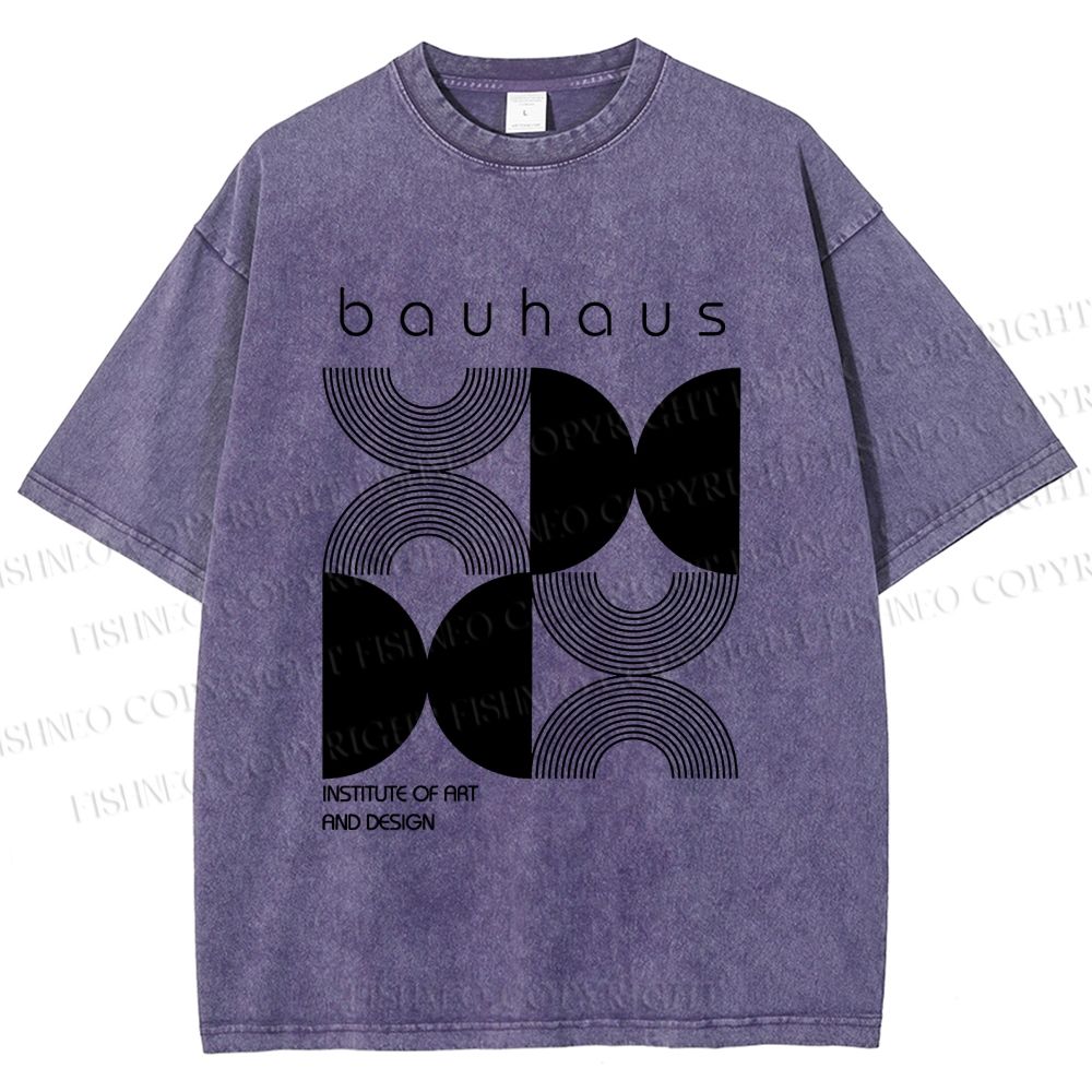 Unisex Bauhaus Design Printed Washed Tee