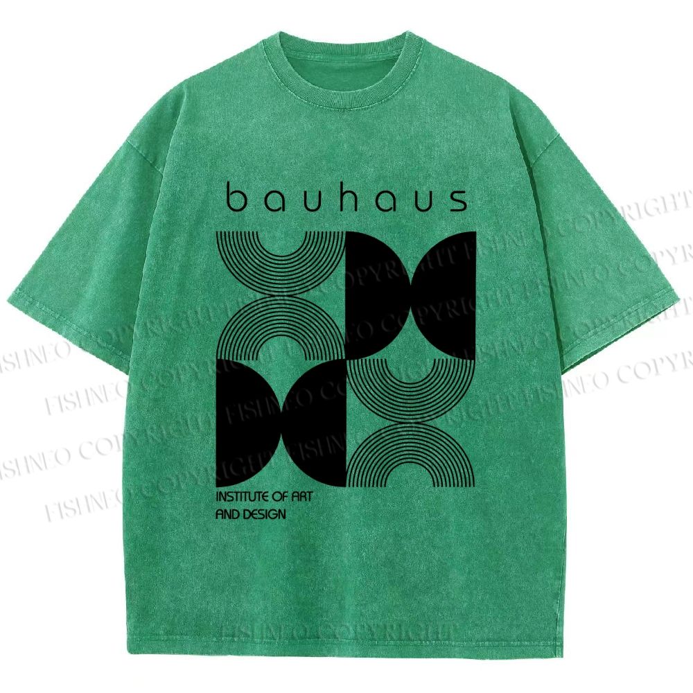 Unisex Bauhaus Design Printed Washed Tee