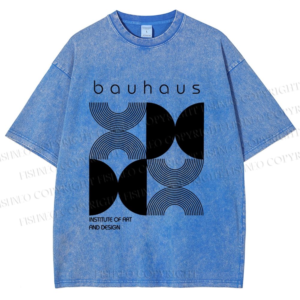 Unisex Bauhaus Design Printed Washed Tee
