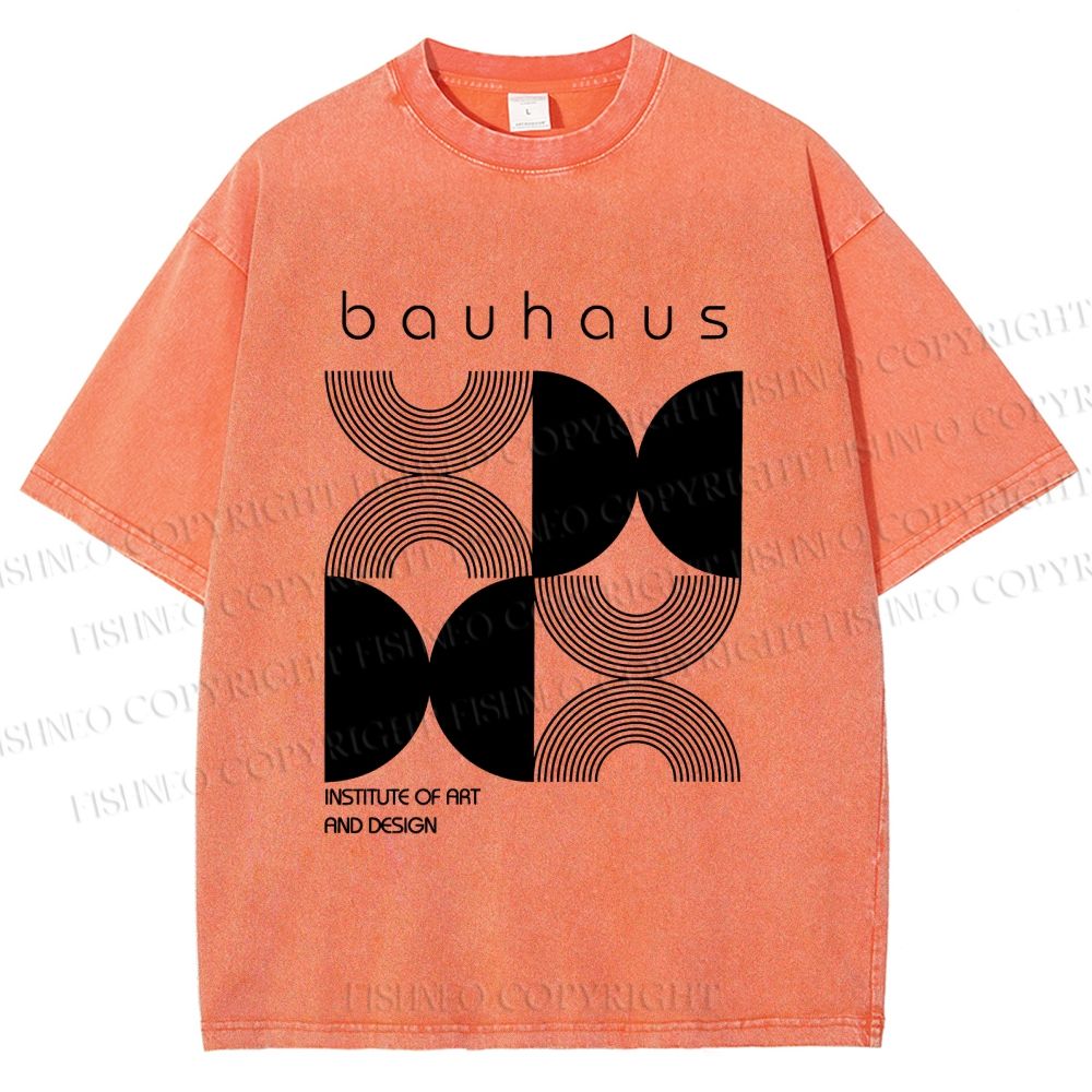 Unisex Bauhaus Design Printed Washed Tee