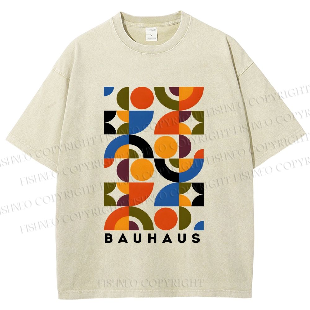 Unisex Bauhaus Design Printed Washed Tee