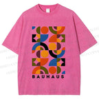 Unisex Bauhaus Design Printed Washed Tee