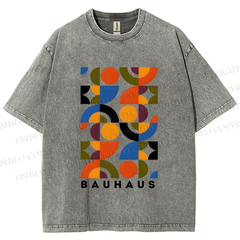 Unisex Bauhaus Design Printed Washed Tee
