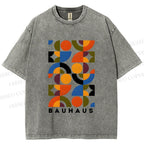 Unisex Bauhaus Design Printed Washed Tee