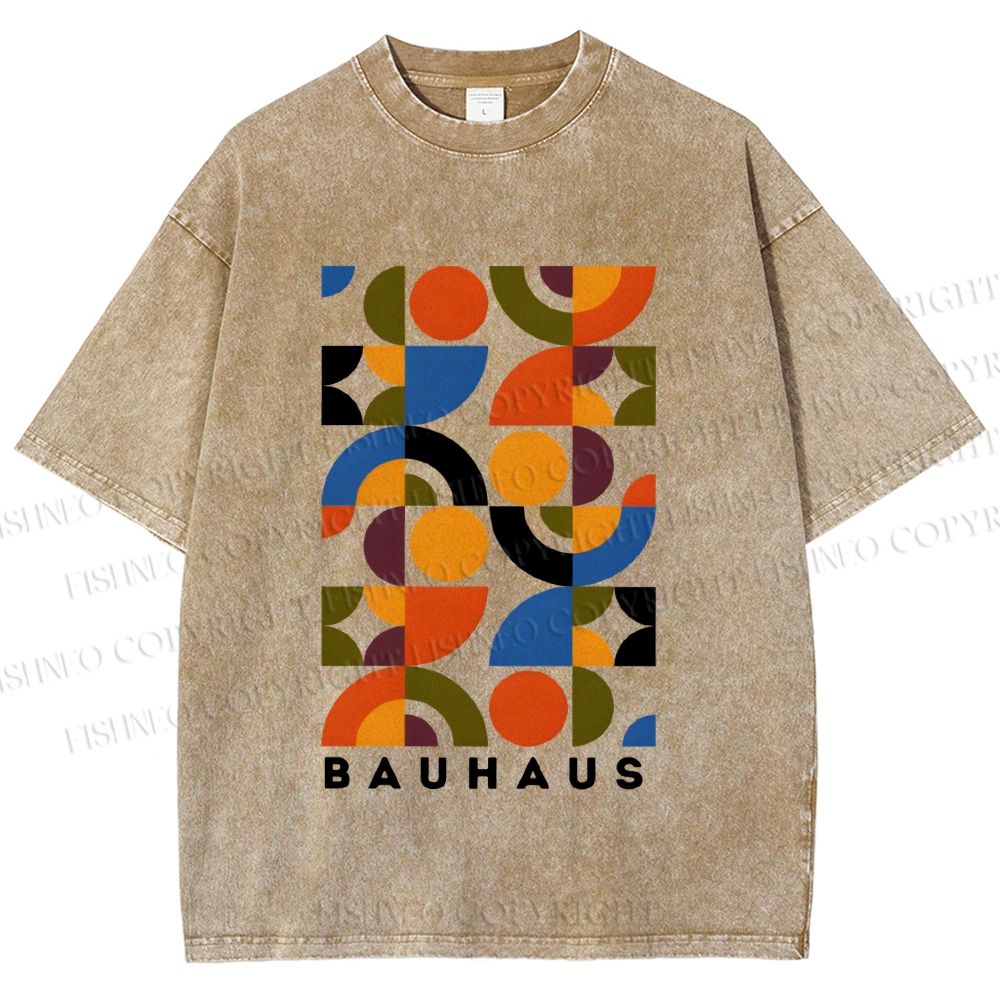 Unisex Bauhaus Design Printed Washed Tee
