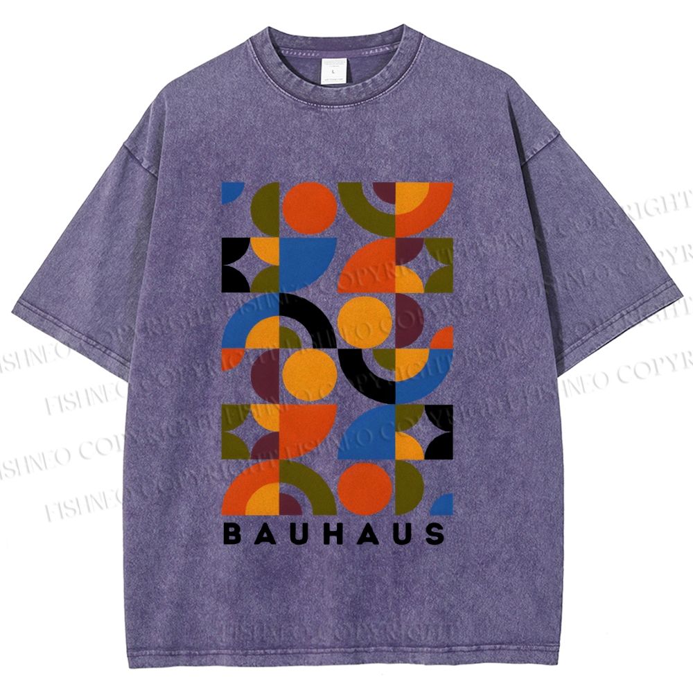 Unisex Bauhaus Design Printed Washed Tee