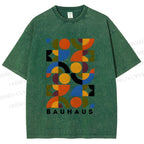 Unisex Bauhaus Design Printed Washed Tee