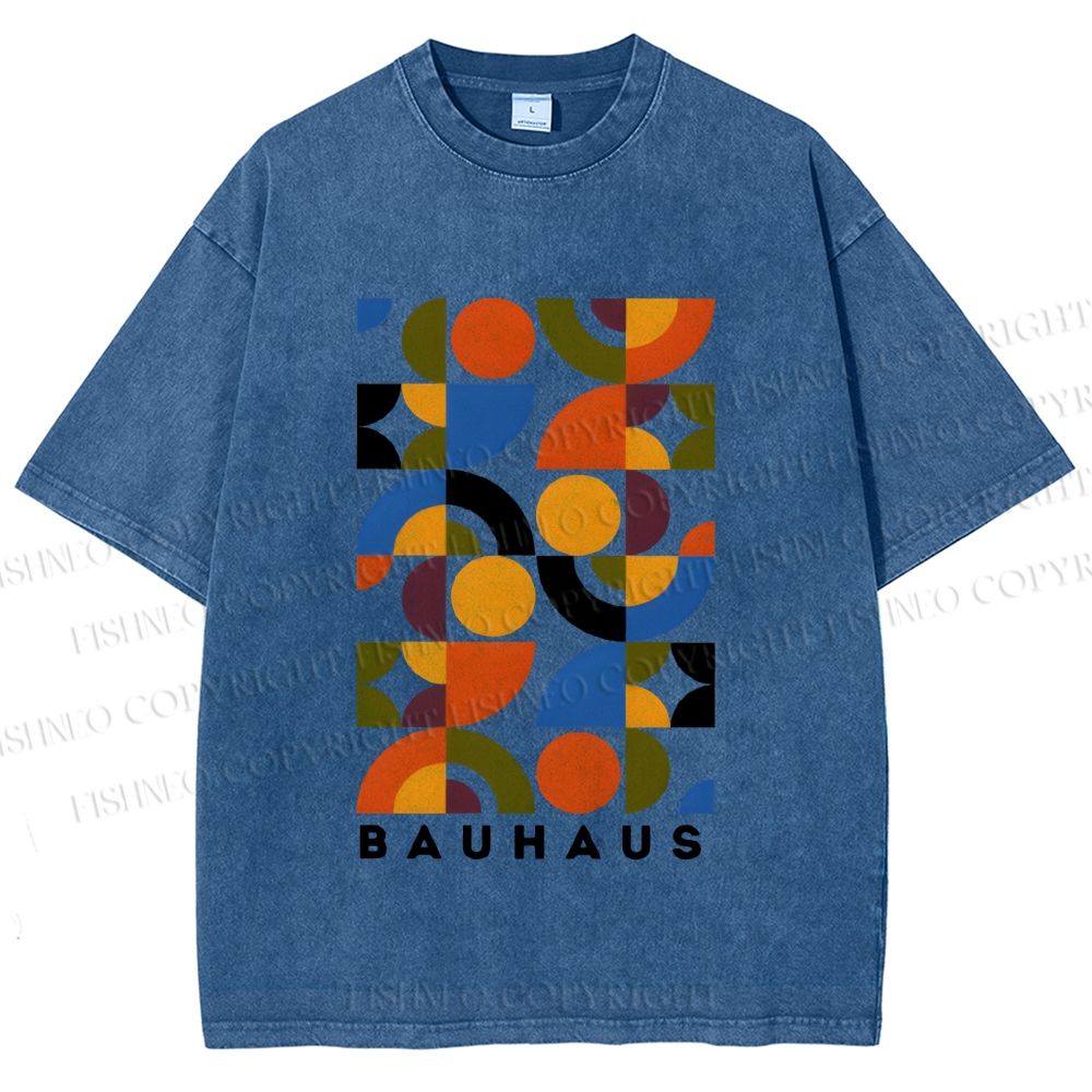 Unisex Bauhaus Design Printed Washed Tee