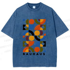 Unisex Bauhaus Design Printed Washed Tee