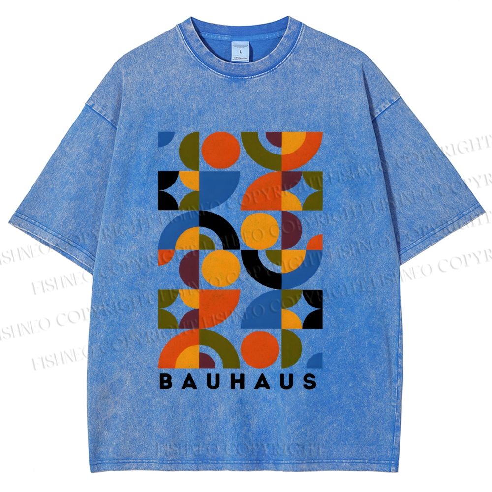 Unisex Bauhaus Design Printed Washed Tee