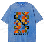 Unisex Bauhaus Design Printed Washed Tee