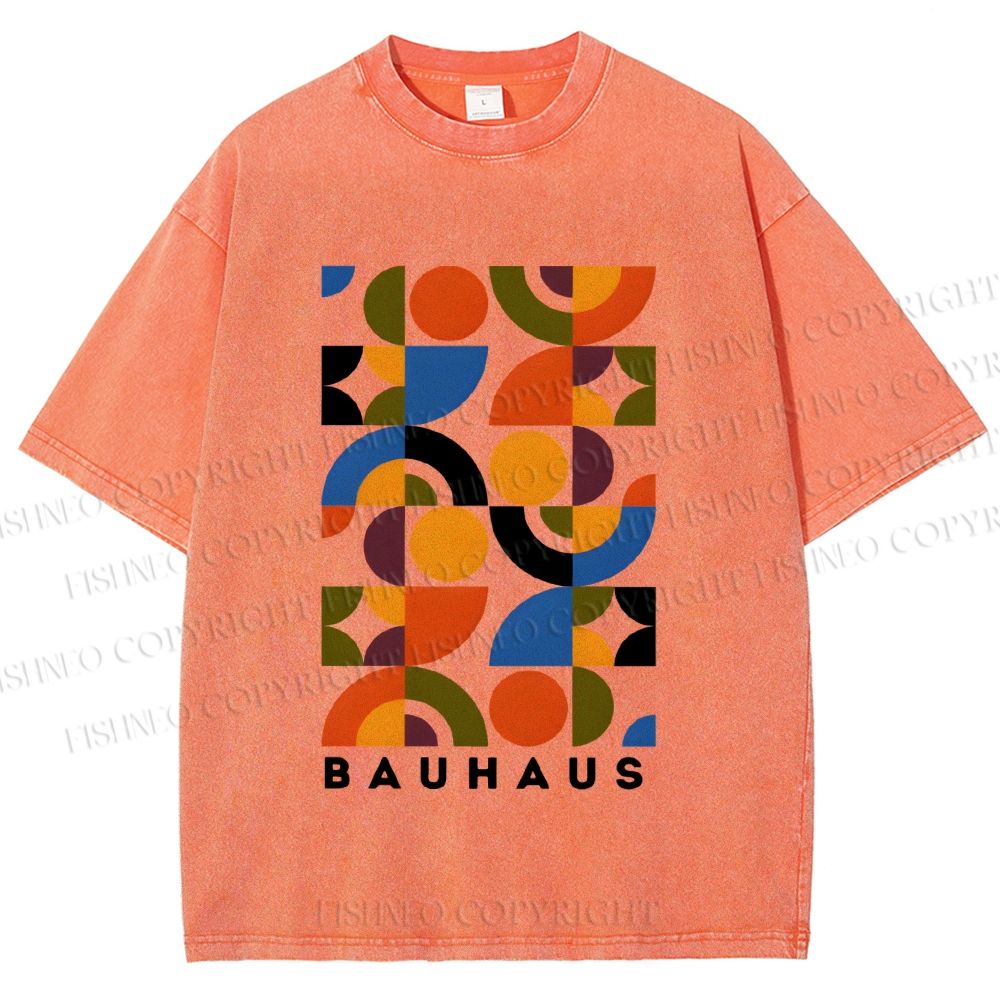 Unisex Bauhaus Design Printed Washed Tee