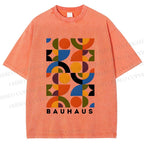 Unisex Bauhaus Design Printed Washed Tee