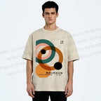 Unisex Bauhaus Circles Design Printed Washed Tee