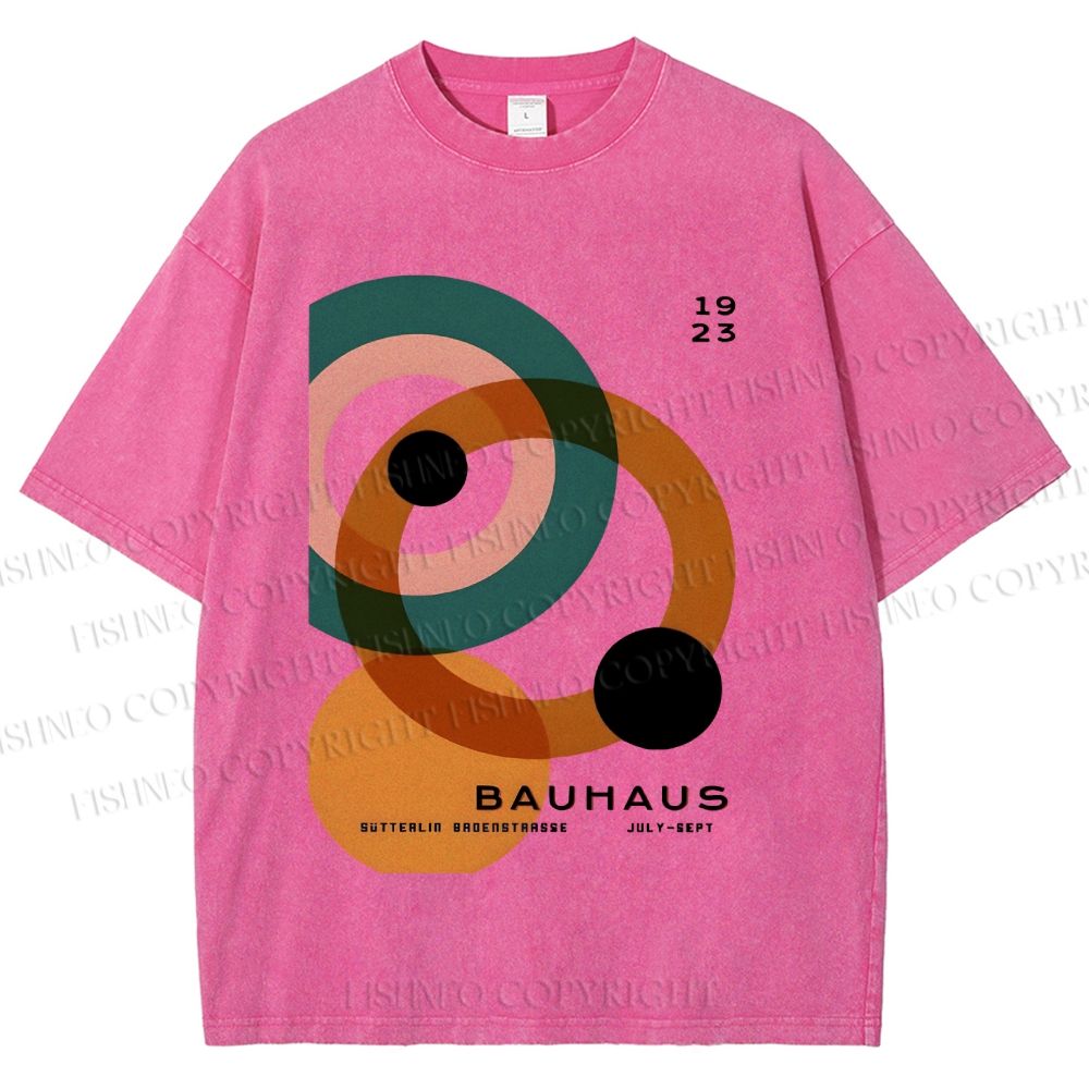 Unisex Bauhaus Circles Design Printed Washed Tee