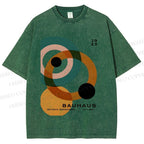 Unisex Bauhaus Circles Design Printed Washed Tee