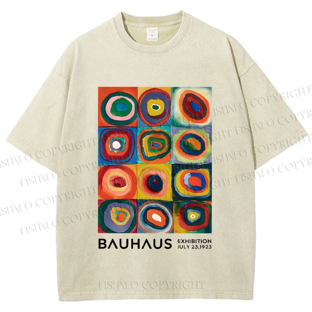 Unisex Bauhaus Abstract Art Printed Washed Tee