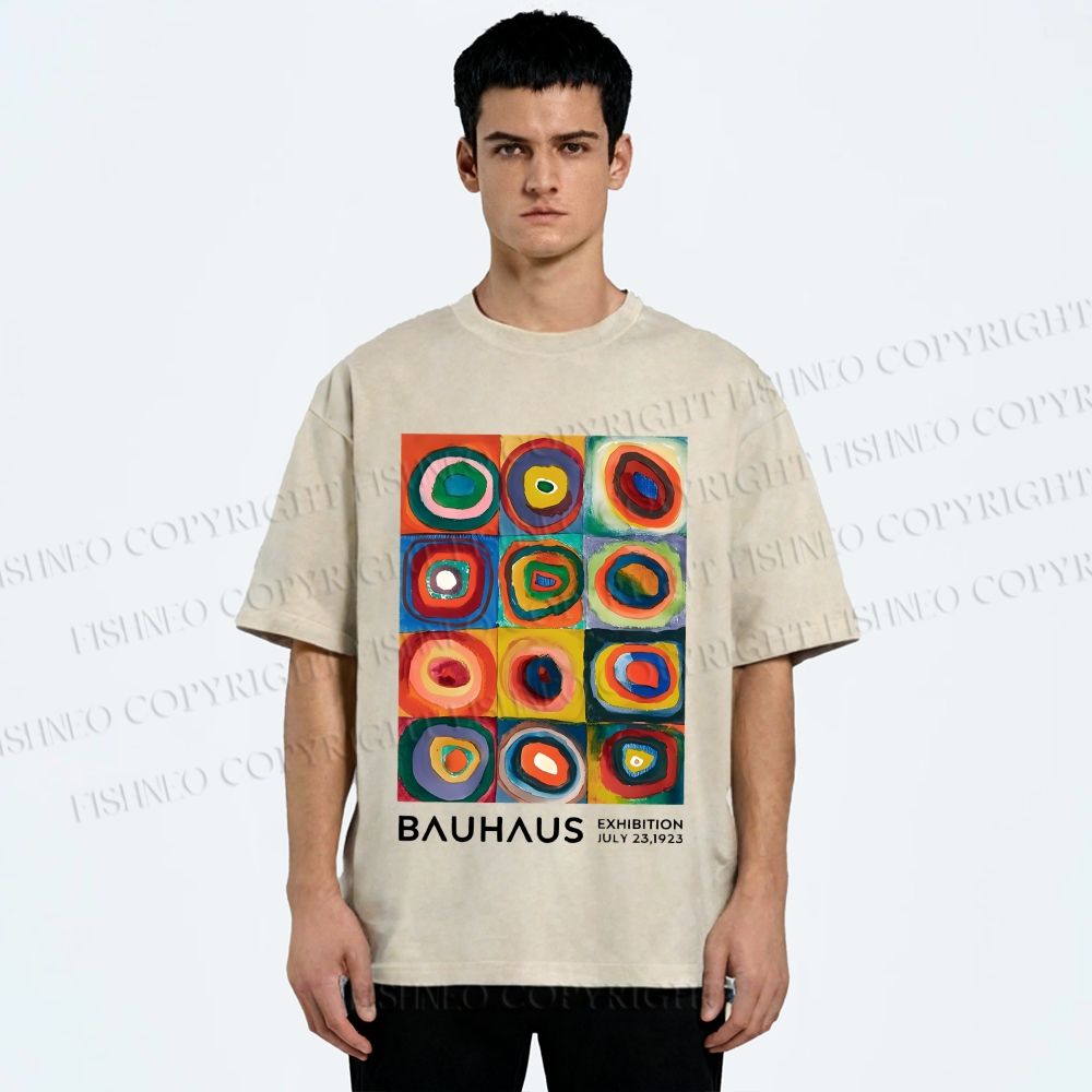 Unisex Bauhaus Abstract Art Printed Washed Tee