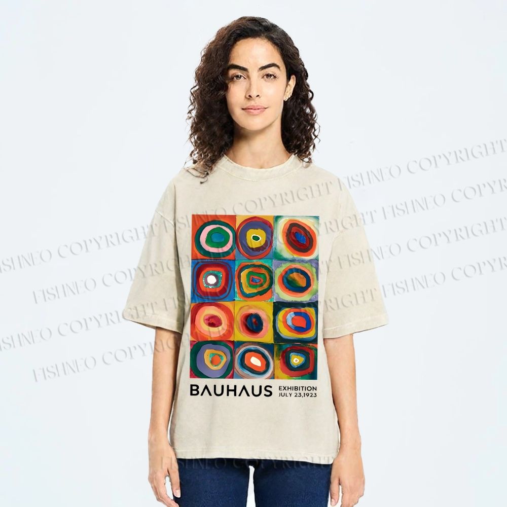 Unisex Bauhaus Abstract Art Printed Washed Tee