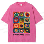 Unisex Bauhaus Abstract Art Printed Washed Tee