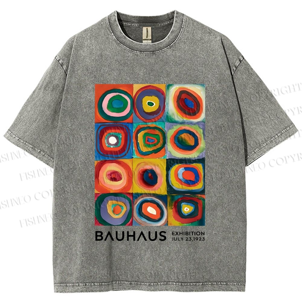 Unisex Bauhaus Abstract Art Printed Washed Tee