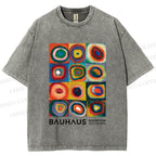 Unisex Bauhaus Abstract Art Printed Washed Tee