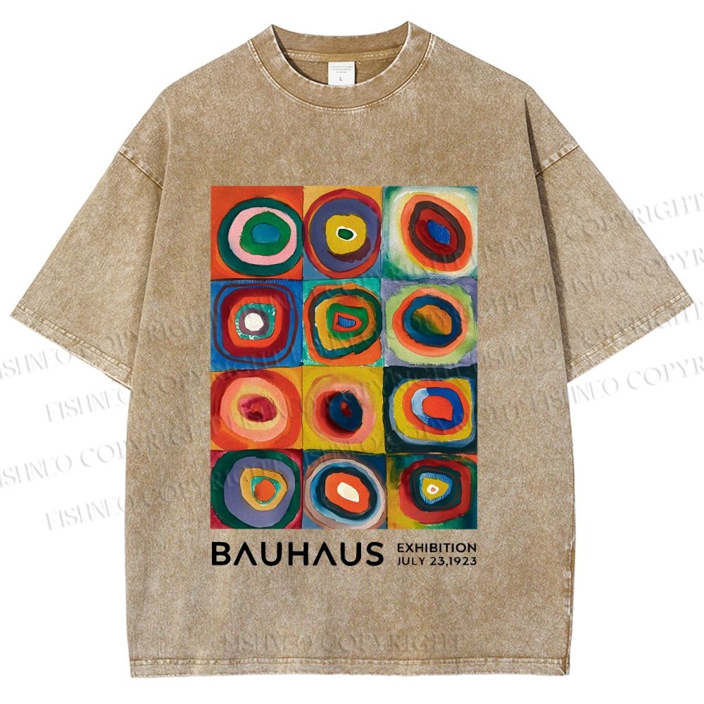 Unisex Bauhaus Abstract Art Printed Washed Tee