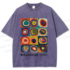 Unisex Bauhaus Abstract Art Printed Washed Tee