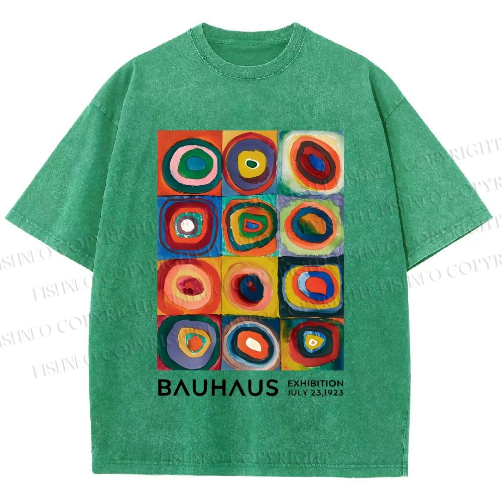 Unisex Bauhaus Abstract Art Printed Washed Tee