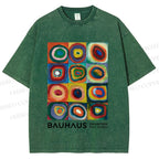 Unisex Bauhaus Abstract Art Printed Washed Tee