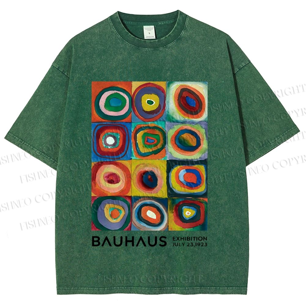 Unisex Bauhaus Abstract Art Printed Washed Tee