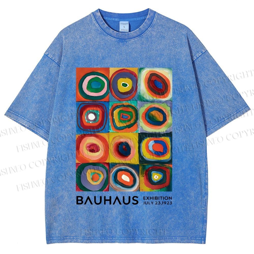 Unisex Bauhaus Abstract Art Printed Washed Tee