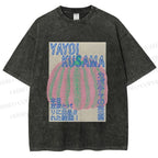 Unisex Yayoi Kusama Pink Pumpkin Printed Washed Tee
