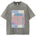 Unisex Yayoi Kusama Pink Pumpkin Printed Washed Tee