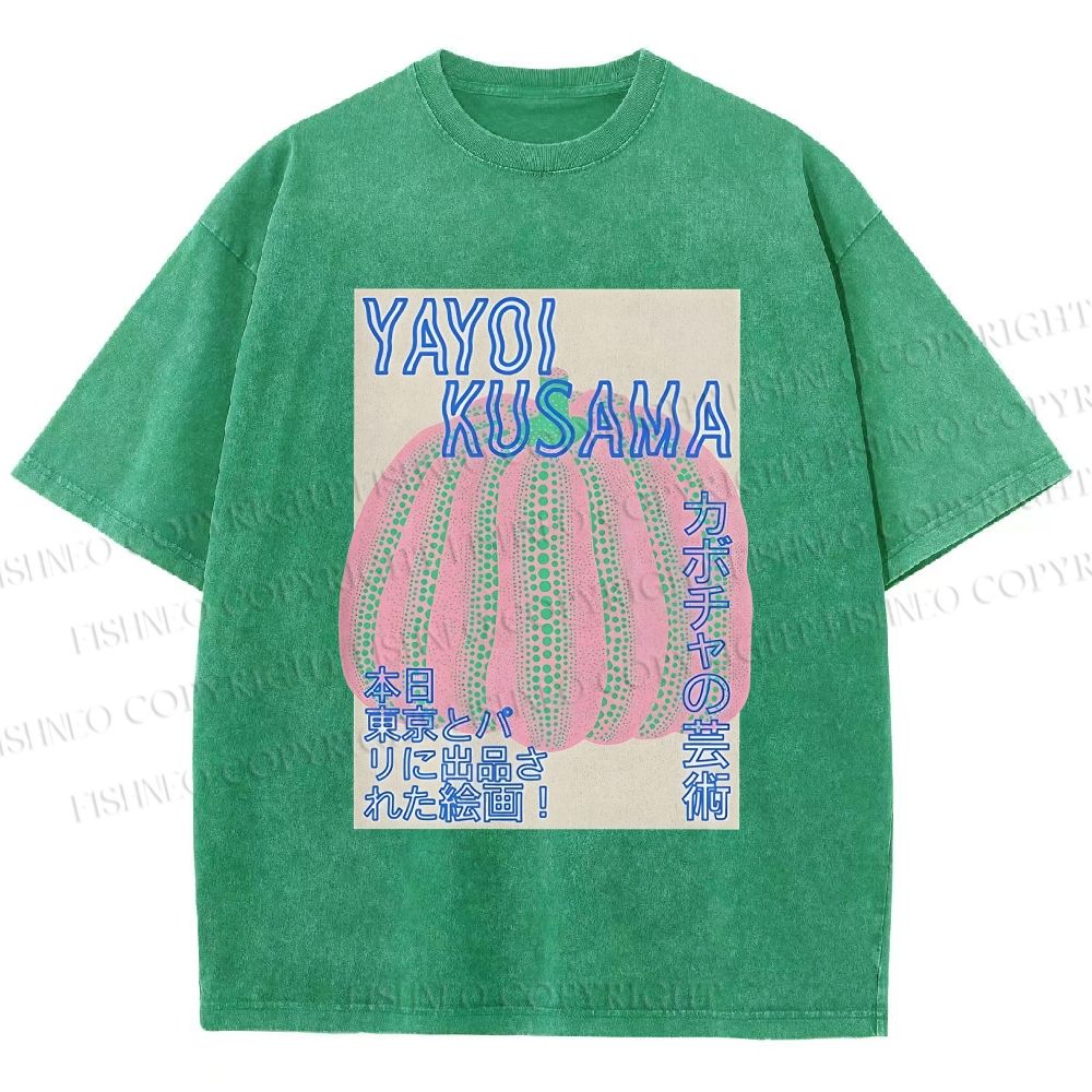 Unisex Yayoi Kusama Pink Pumpkin Printed Washed Tee