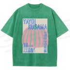 Unisex Yayoi Kusama Pink Pumpkin Printed Washed Tee