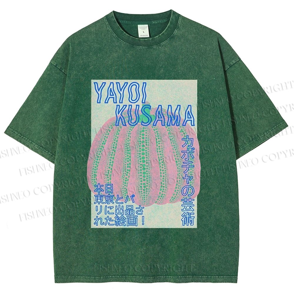 Unisex Yayoi Kusama Pink Pumpkin Printed Washed Tee