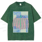 Unisex Yayoi Kusama Pink Pumpkin Printed Washed Tee