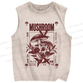 Unisex Mushroom Printed Washed Tank Top