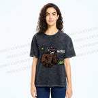 Unisex Wizard Raccoon Printed Washed Tee