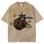 Unisex Wizard Raccoon Printed Washed Tee