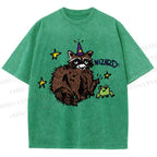 Unisex Wizard Raccoon Printed Washed Tee