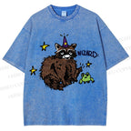 Unisex Wizard Raccoon Printed Washed Tee